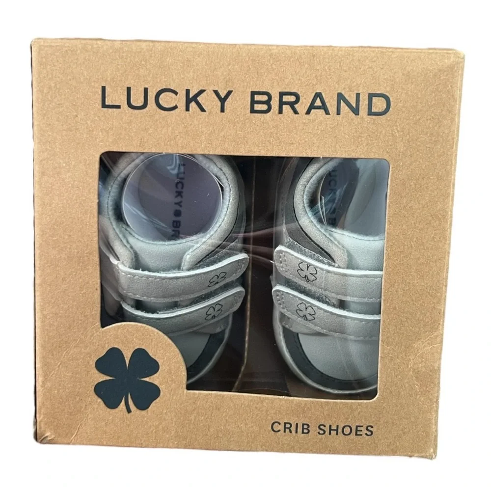 SOLD Lucky Brand Baby Grey Sneakers Crib Shoes Size 1 - Picture 2 of 6